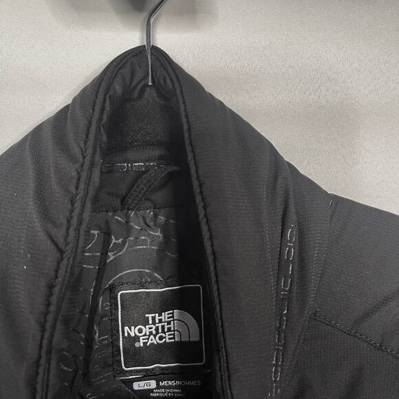 The North Face Mens Large L Black Tonal Striped Puffer Jacket Full Zip Pockets - Picture 7 of 10